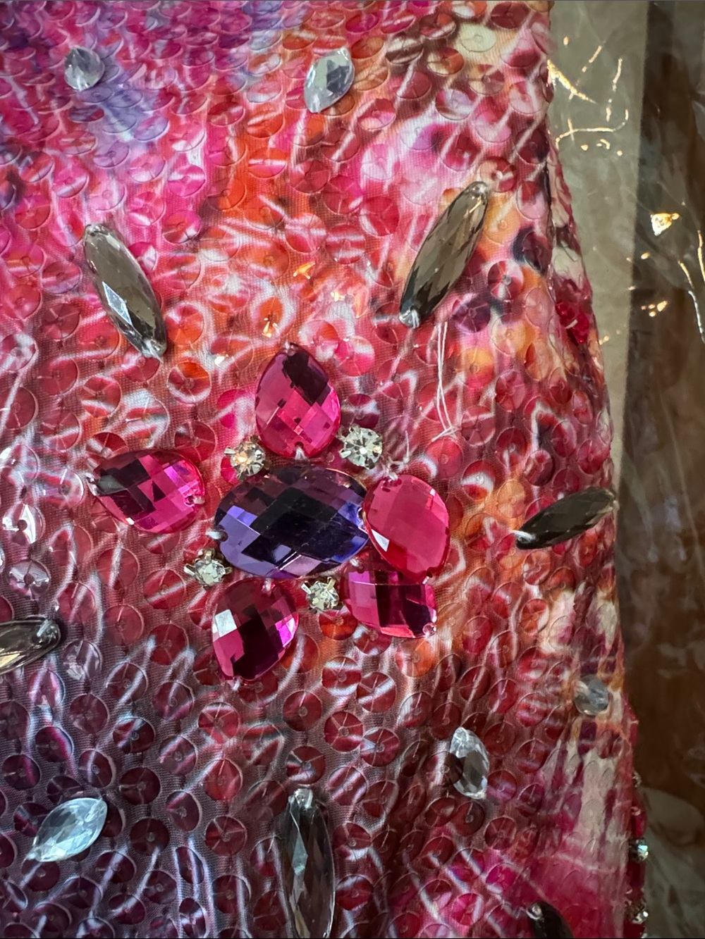 2011 Jovani Pink Purple Multi-Sequin Strapless Prom Dress - altered - Picture 4 of 4